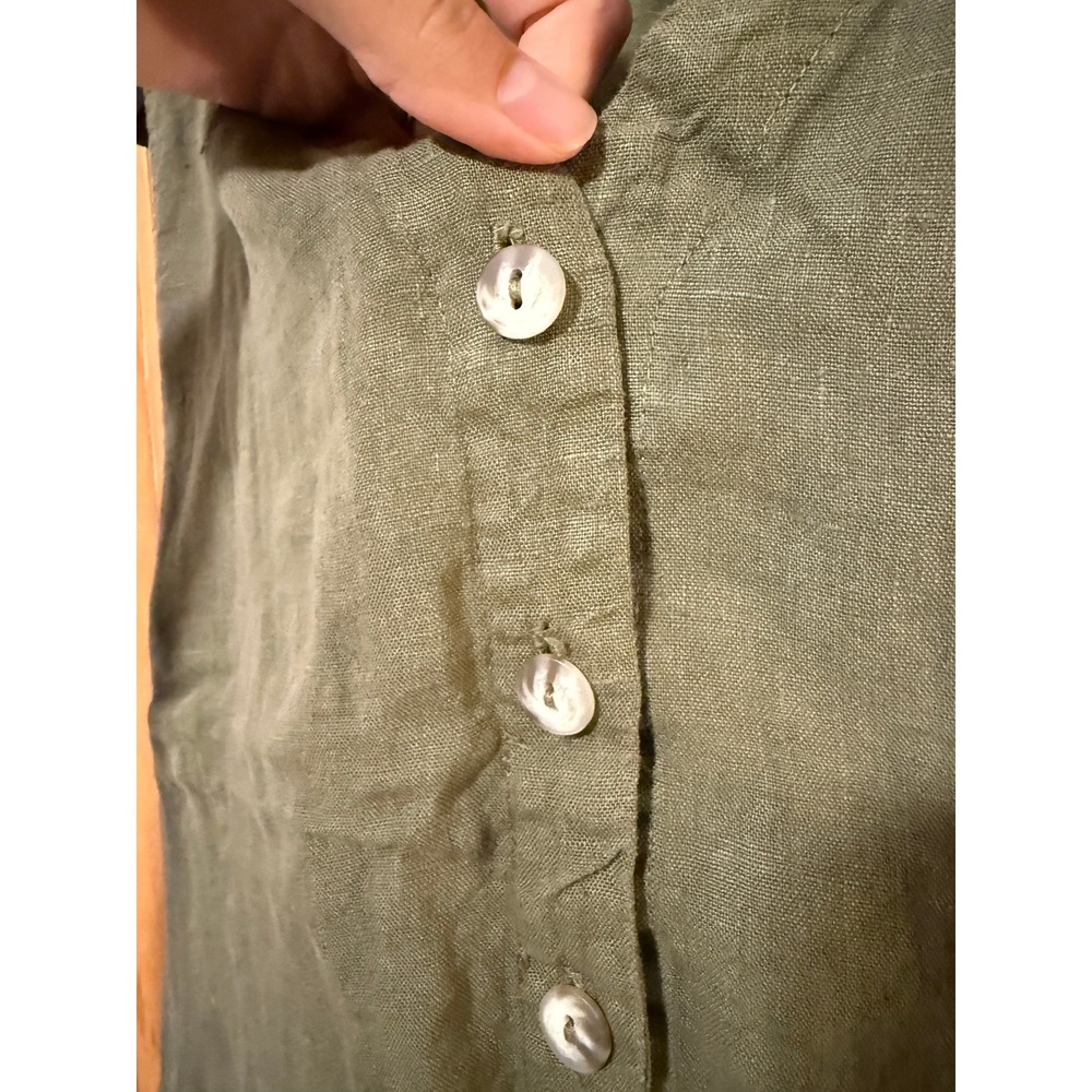 Cut Loose Womens Olive Green 100% Linen Button Front Cinch Back Vest Size M USA - Picture 7 of 9
